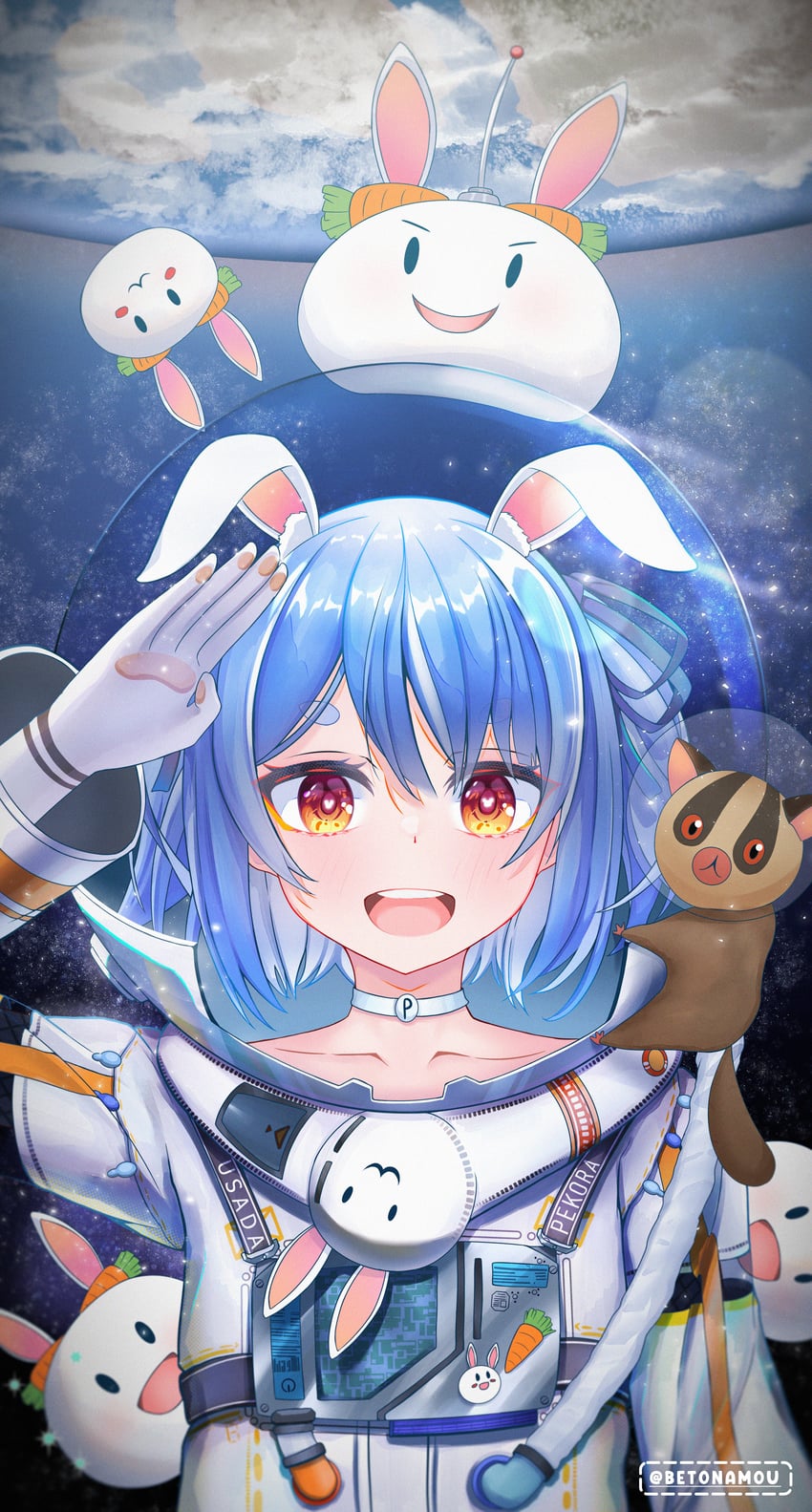 usada pekora and don-chan (hololive) drawn by betonamou