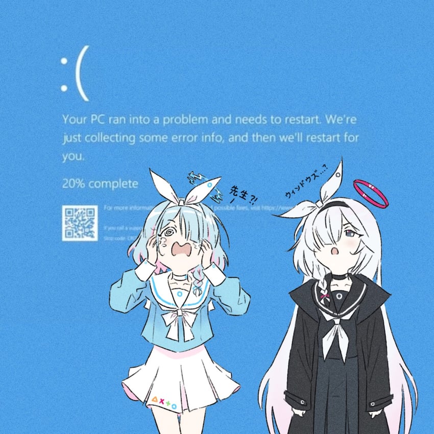 arona and plana (blue archive and 2 more) drawn by truffleduster