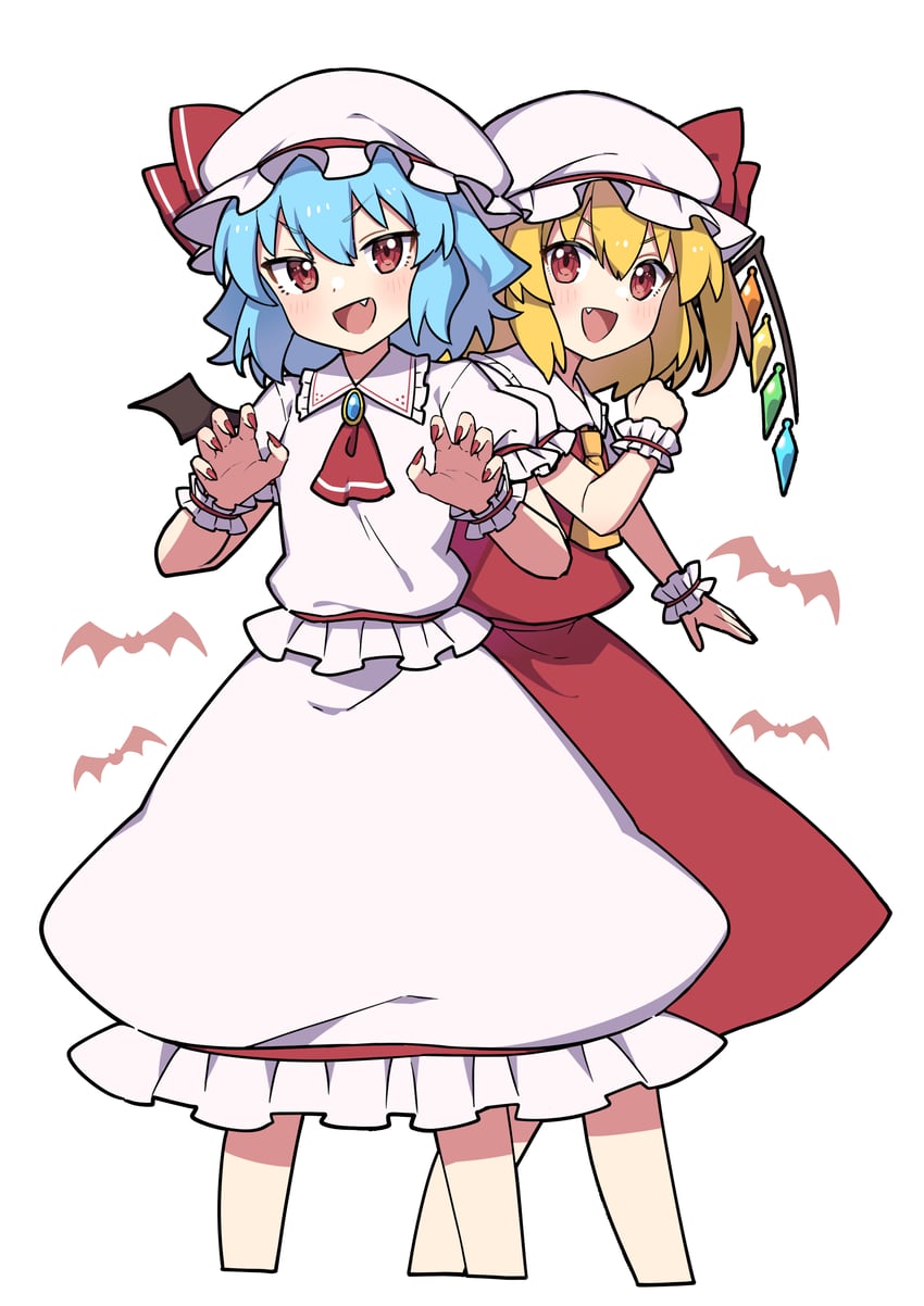 remilia scarlet and flandre scarlet (touhou) drawn by miz_(mizillustration)