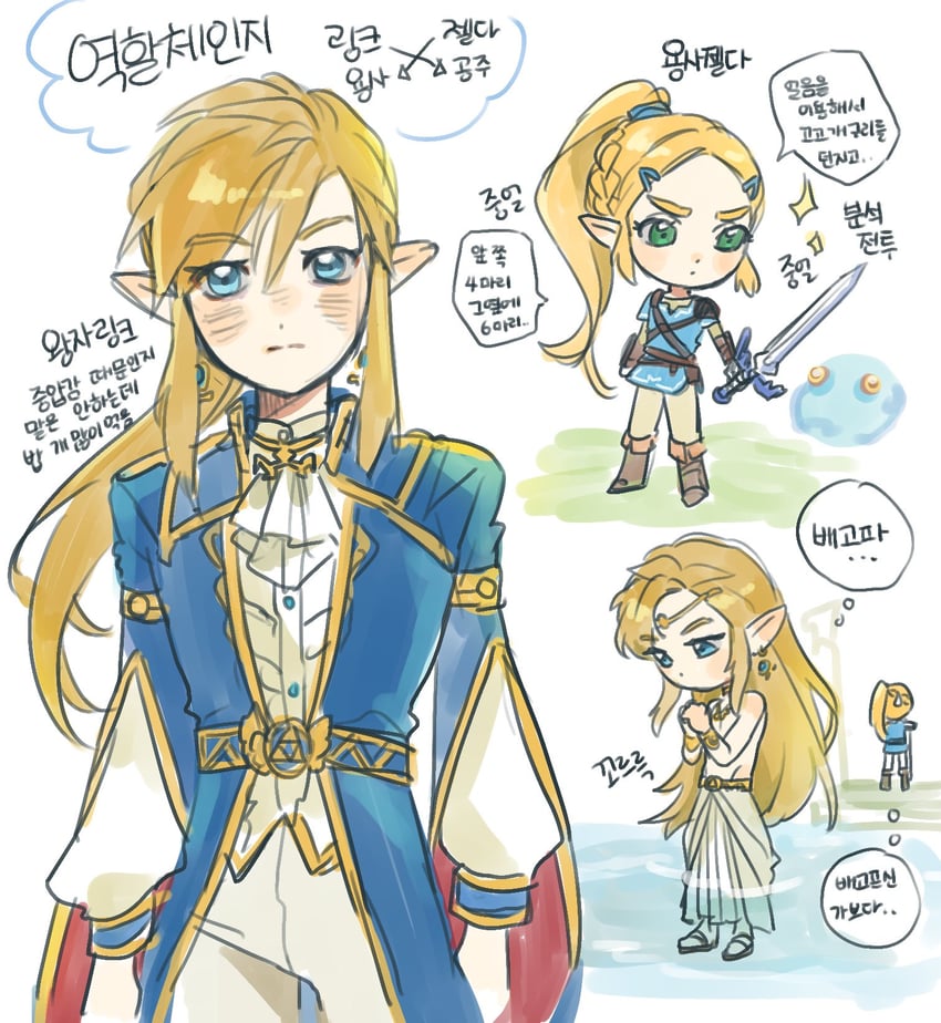 link and princess zelda (the legend of zelda and 1 more) drawn by didi_en_ilu