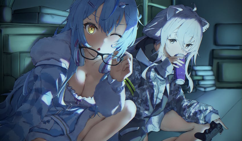 yukihana lamy, shishiro botan, and daifuku (hololive) drawn by yuki_wei