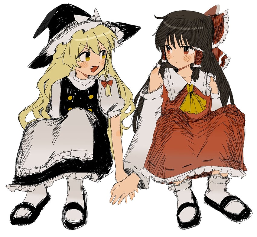 hakurei reimu and kirisame marisa (touhou) drawn by rbfnrbf_(mandarin)