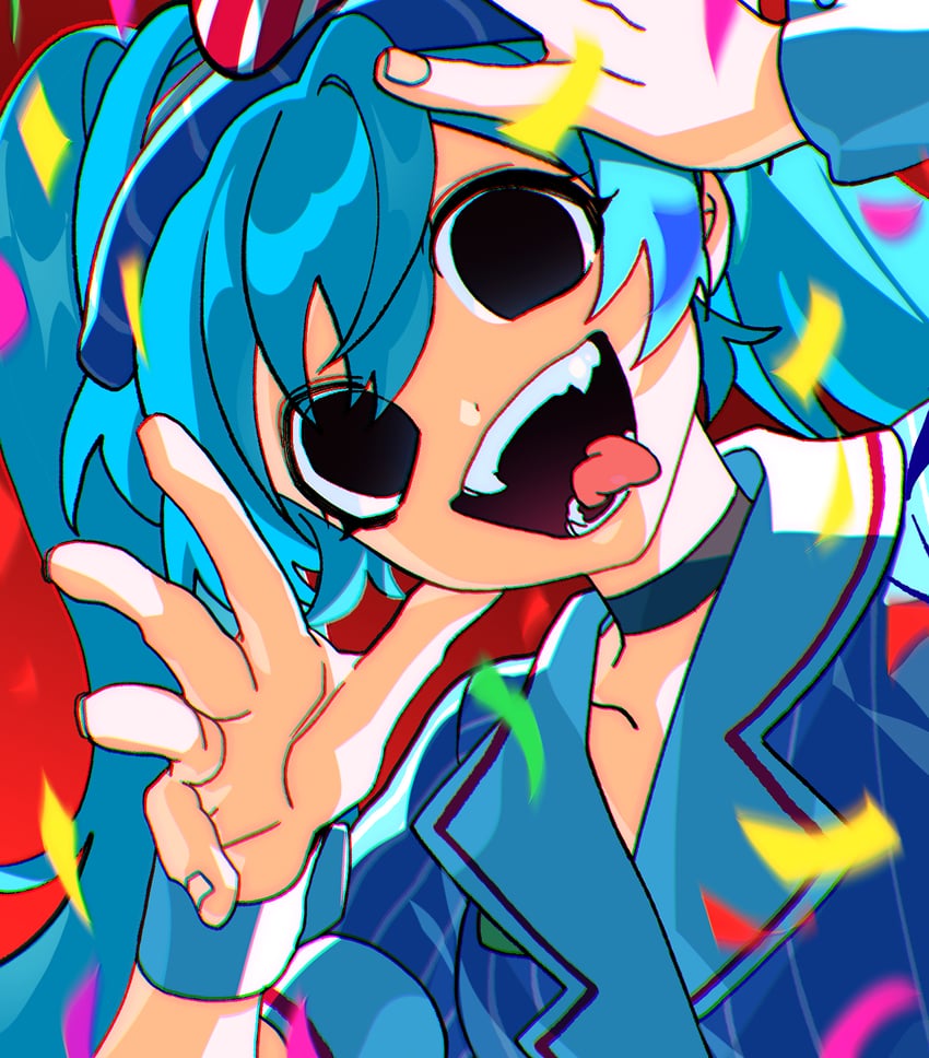 hatsune miku (vocaloid and 1 more) drawn by qwertyugtxhfj