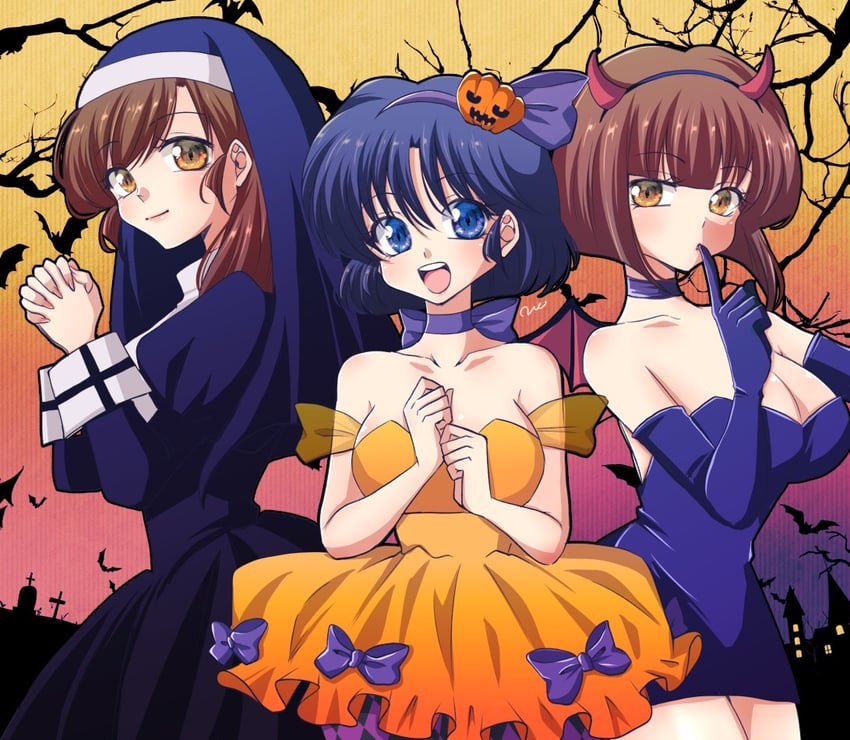 tendou akane, tendou nabiki, and tendou kasumi (ranma 1/2) drawn by uehara_doh