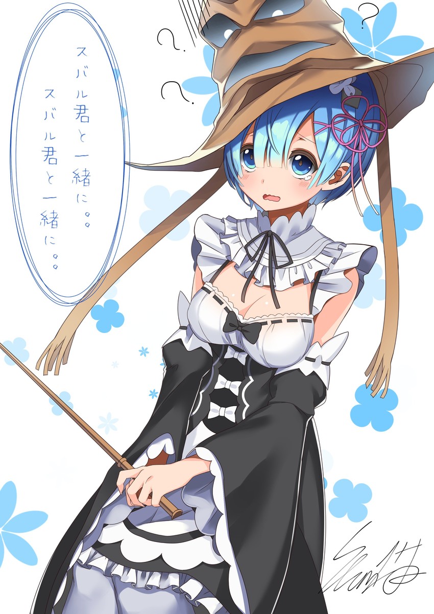 rem and sorting hat (re:zero kara hajimeru isekai seikatsu and 2 more) drawn by slumcat
