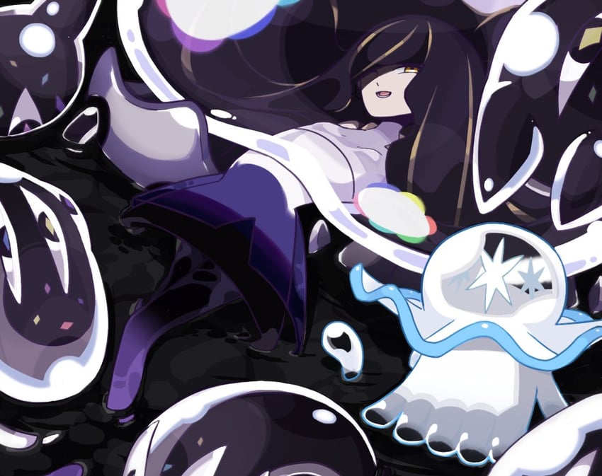lusamine, nihilego, and lusamine fused (pokemon and 1 more) drawn by mur_mu_mu