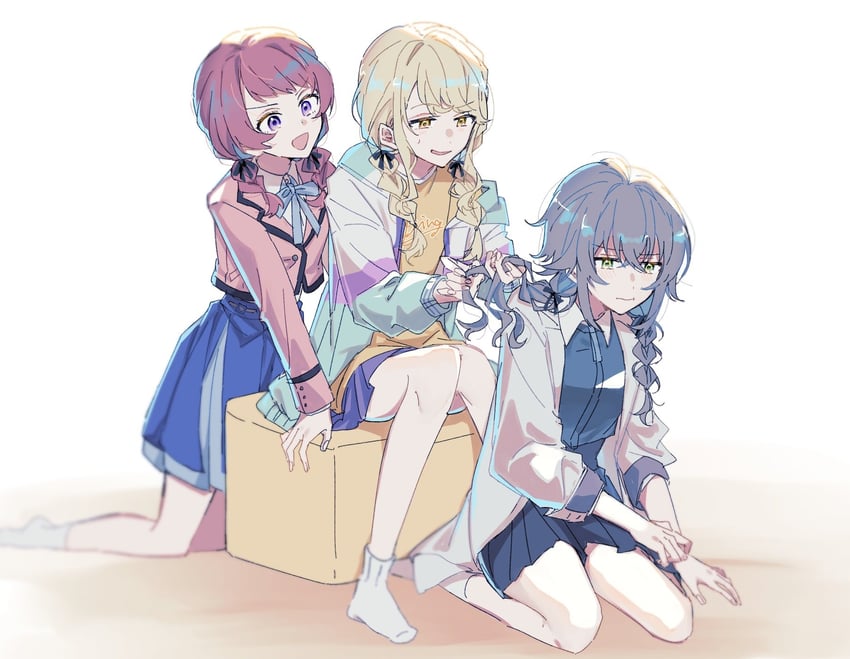 fujita kotone, hanami saki, and tsukimura temari (idolmaster and 1 more) drawn by hayamachi