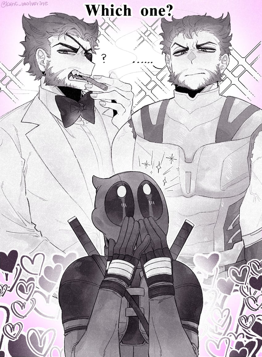 wolverine, deadpool, and patch (marvel and 4 more) drawn by k4nc_wolverine