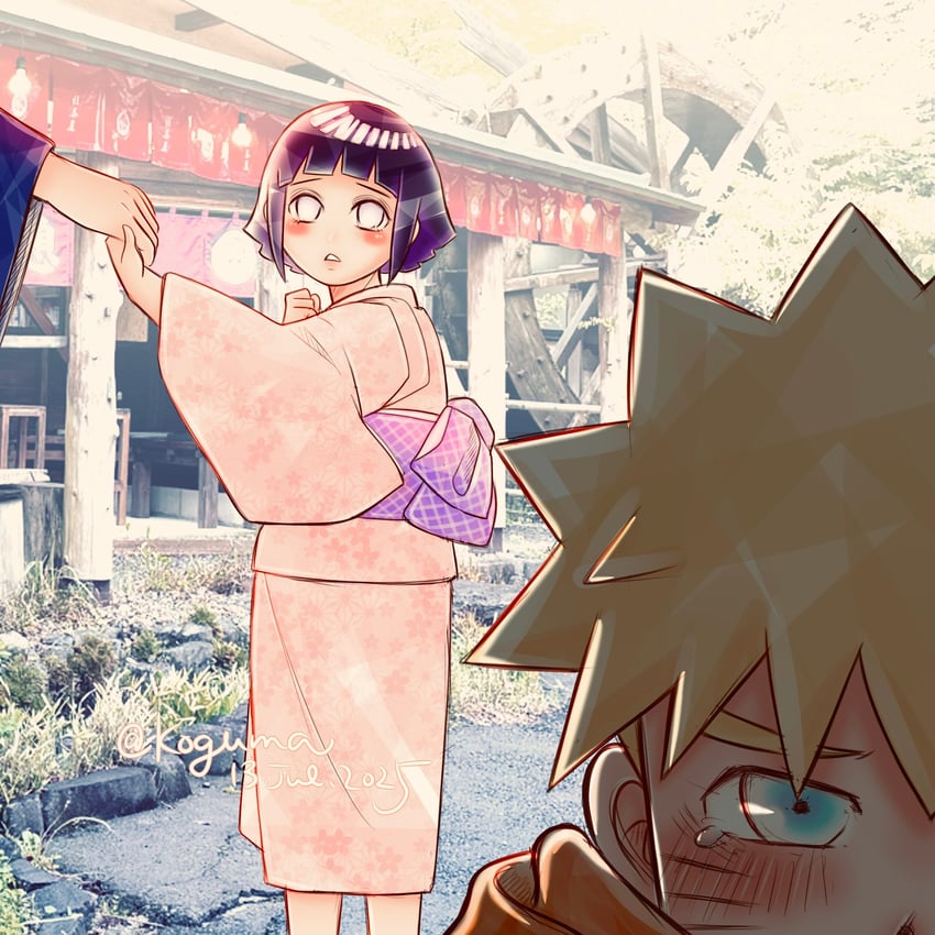 uzumaki naruto and hyuuga hinata (naruto) drawn by koguma_05