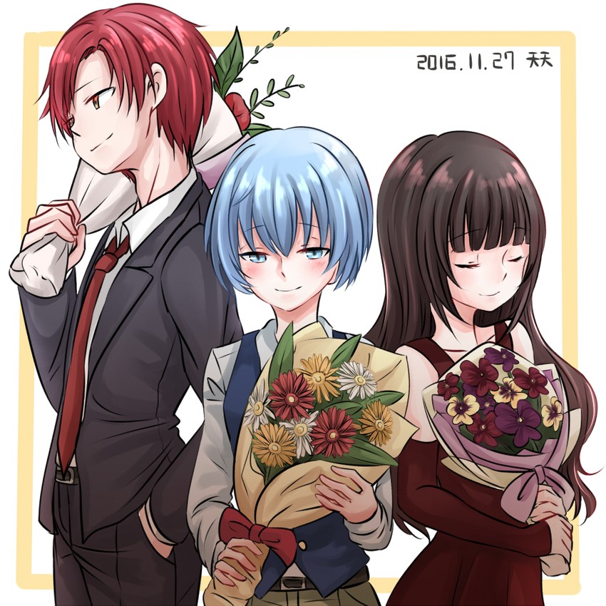 shiota nagisa, akabane karma, kayano kaede, and yukimura akari (ansatsu kyoushitsu) drawn by tenten_(kitty)