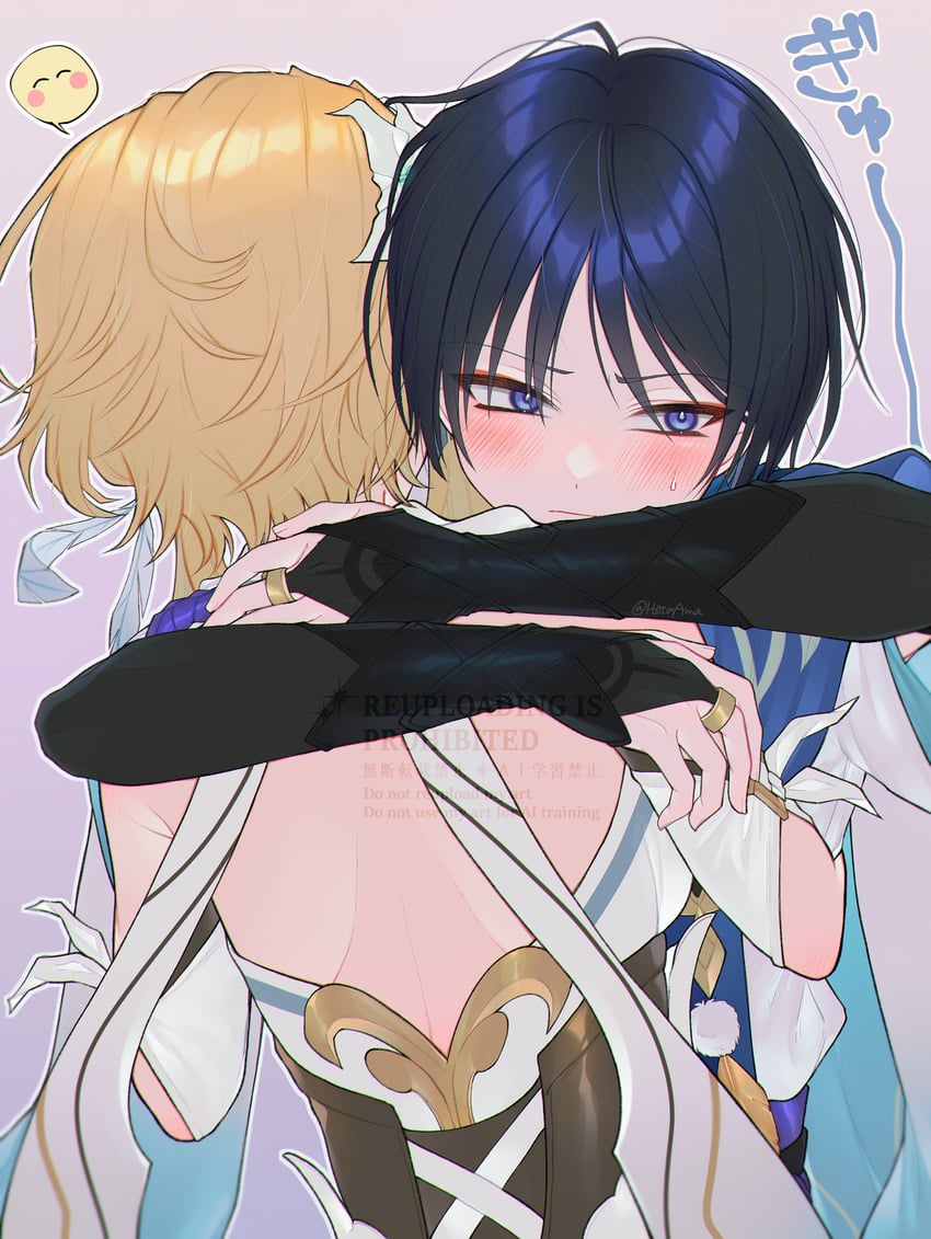 lumine, scaramouche, and wanderer (genshin impact) drawn by amano_hotaru_(hotaama)
