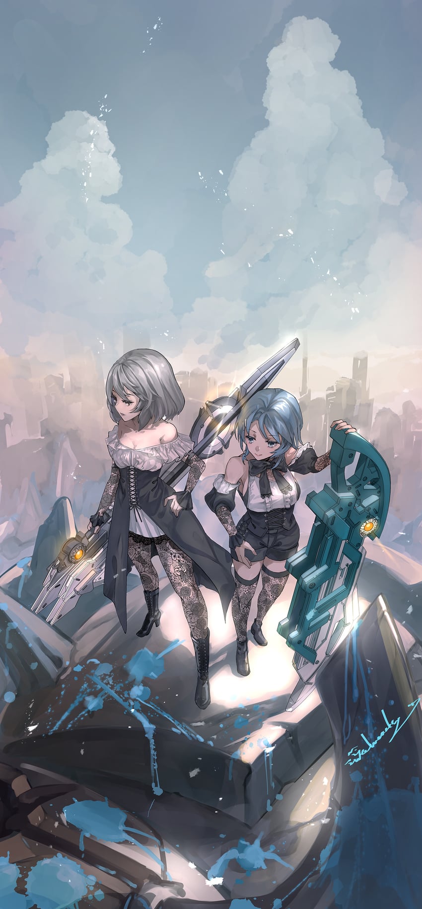 aizawa kazuha and hata matsuri (assault lily) drawn by wednesday_(starsilver)