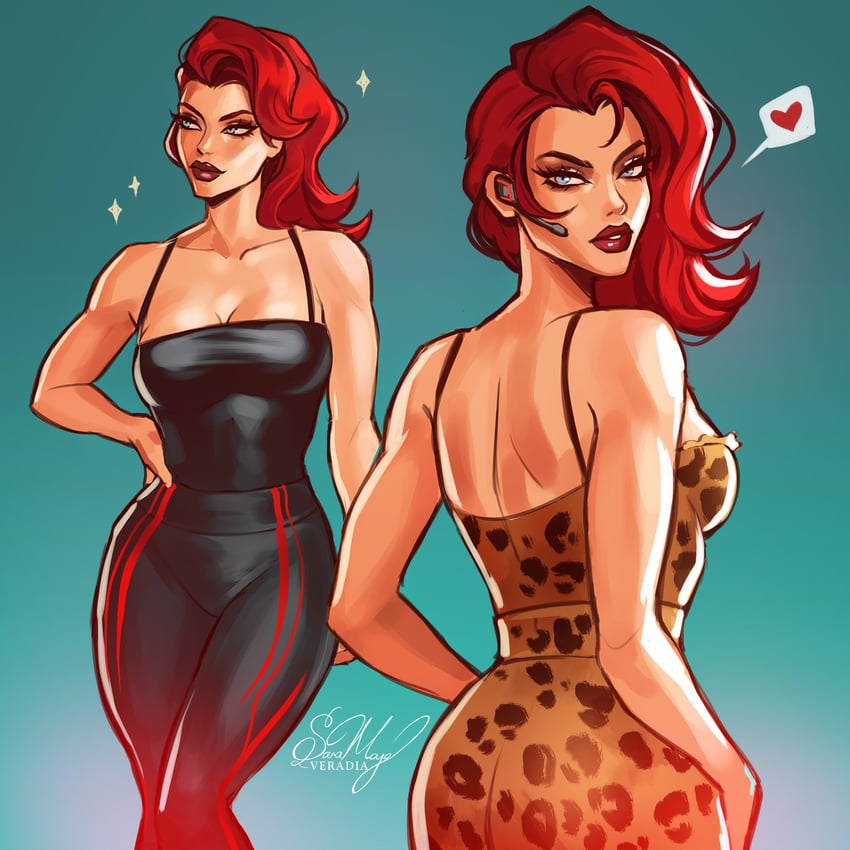 black widow and natasha romanoff (marvel and 1 more) drawn by veradia