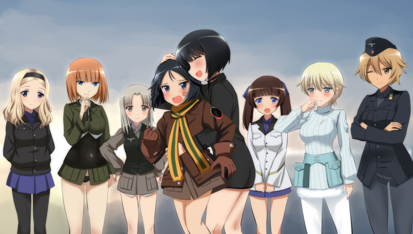 nikka edvardine katajainen, kanno naoe, waltrud krupinski, edytha rossmann, aleksandra i. pokryshkin, and 3 more (world witches series and 1 more) drawn by kaneko_(novram58)