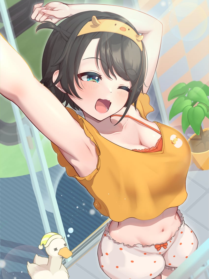 oozora subaru and subaru duck (hololive) drawn by hareteruya
