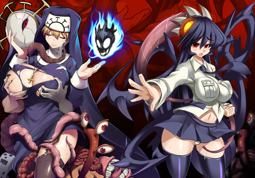 filia, samson, double, and skull heart (skullgirls) drawn by ouma_tokiichi