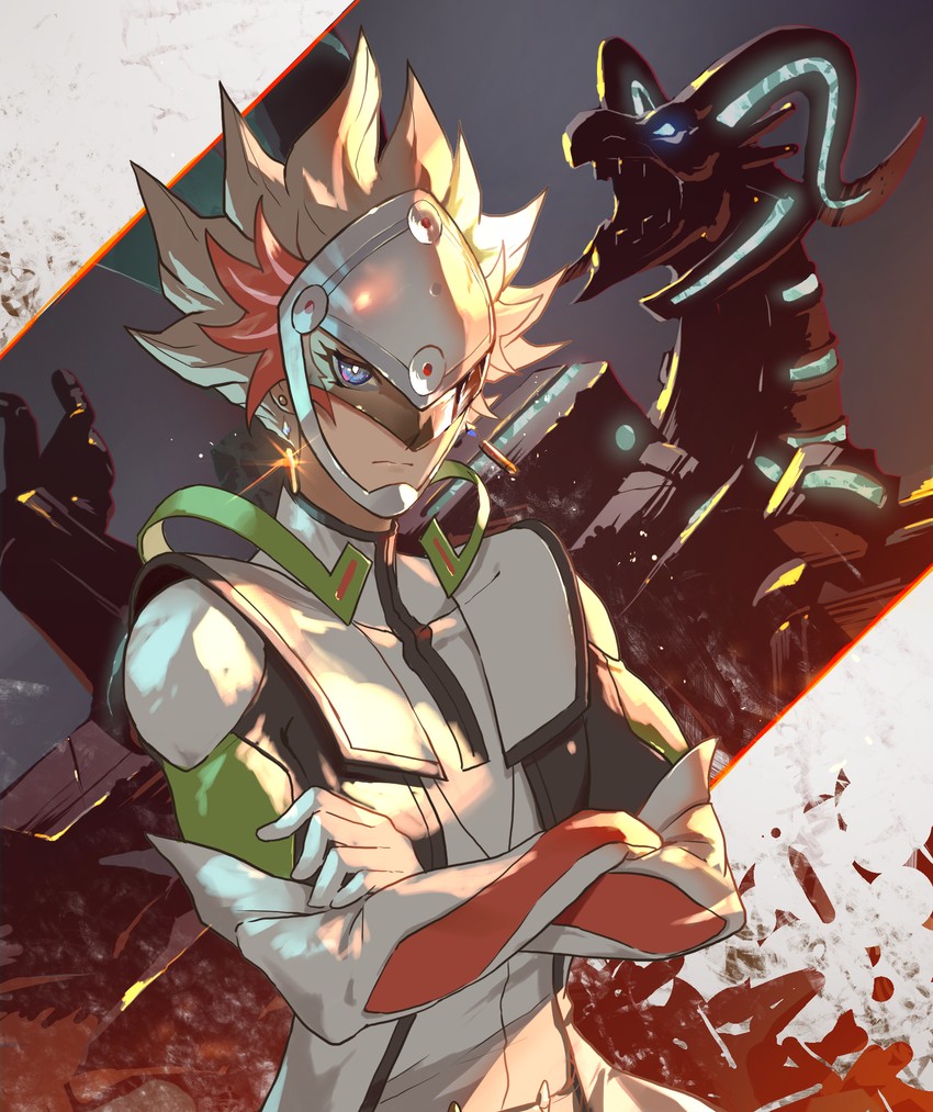 kogami ryoken, revolver, and borreload dragon (yu-gi-oh! and 1 more) drawn by teryusake