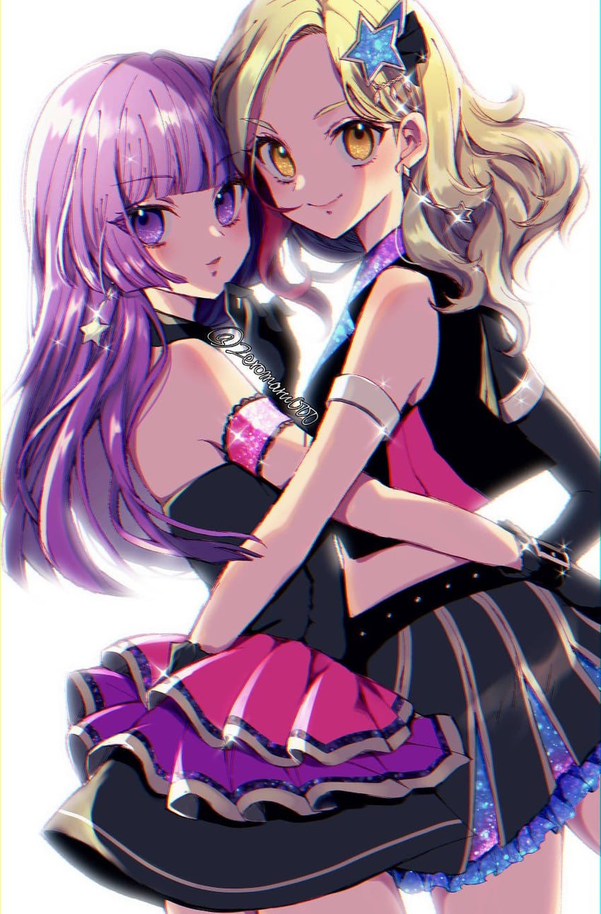 hikami sumire and kurosawa rin (aikatsu!) drawn by mokorei