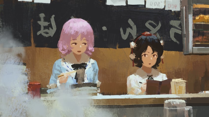 shameimaru aya and saigyouji yuyuko (touhou) drawn by mikado_(winters)