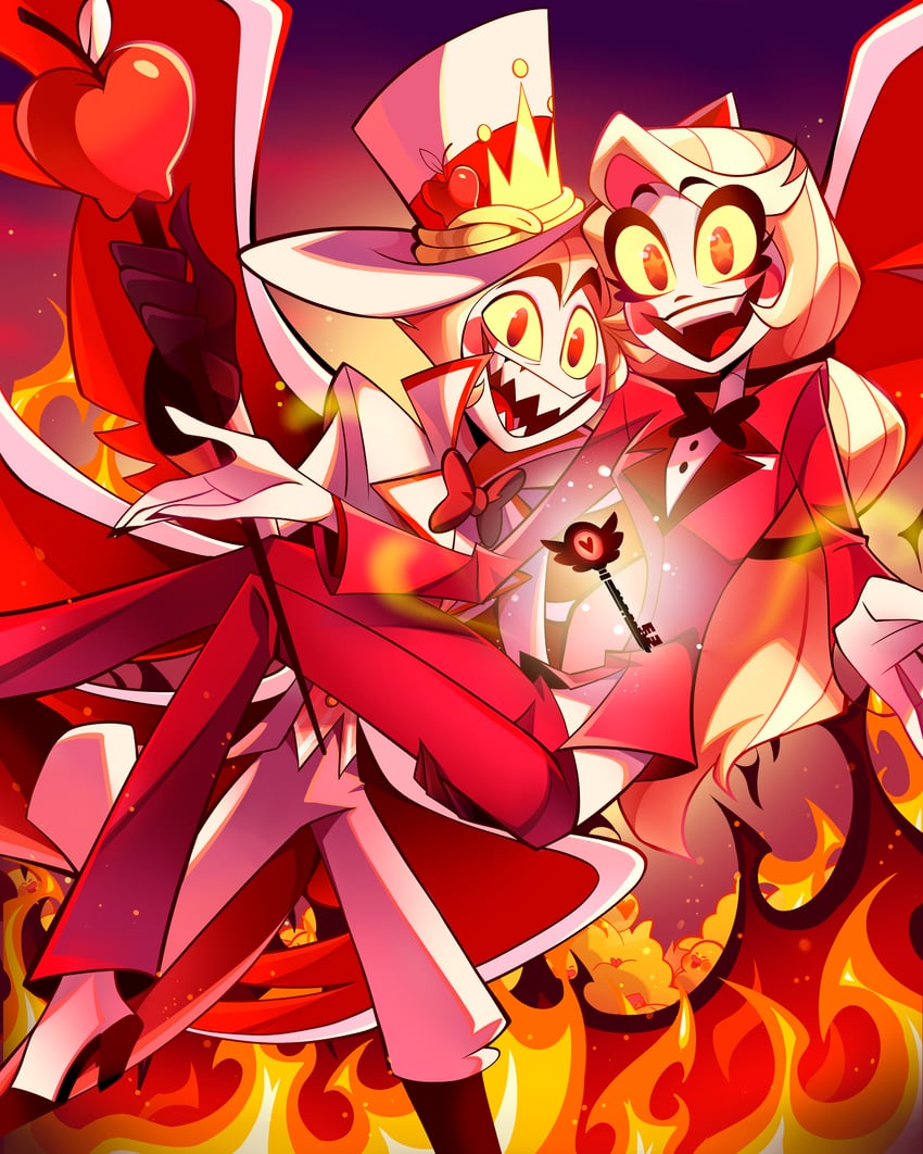 lucifer morningstar and charlie morningstar (hazbin hotel) drawn by chandllucky
