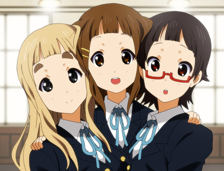 hirasawa yui, kotobuki tsumugi, and manabe nodoka (k-on!) drawn by yamasaki_wataru