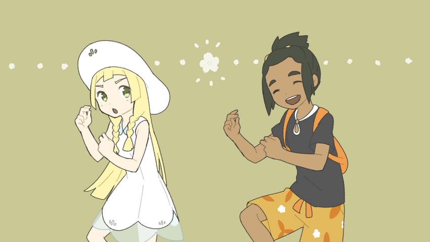 lillie and hau (pokemon and 1 more) drawn by miu_(miuuu_721)