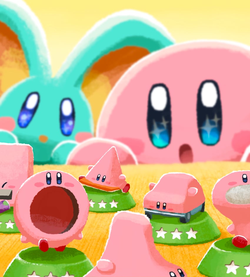 kirby, elfilin, car mouth, cone mouth, vending mouth, and 3 more (kirby and 1 more) drawn by aruco_co