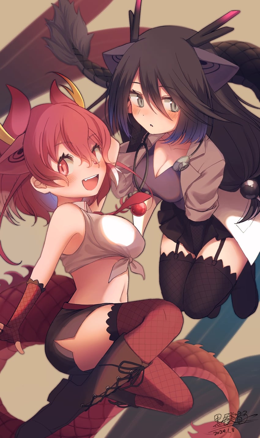 black dragon and red dragon (kemono friends and 1 more) drawn by mitorizu_02
