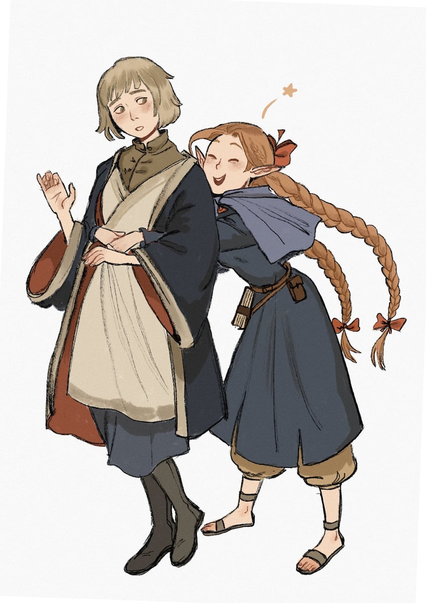 marcille donato and falin touden (dungeon meshi) drawn by yaroslava_murashko