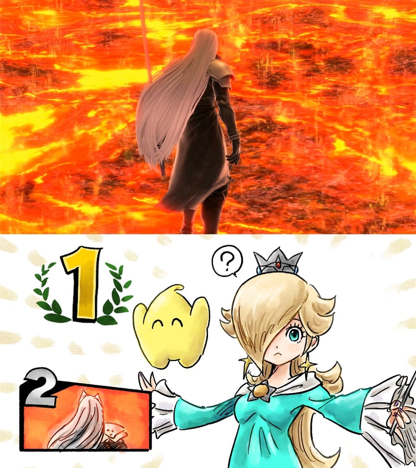 sephiroth, rosalina, and luma (final fantasy and 3 more) drawn by kicdon
