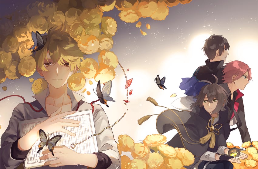 tokuda shusei, tayama katai, shimazaki touson, and kunikida doppo (bungou to alchemist) drawn by nasuko