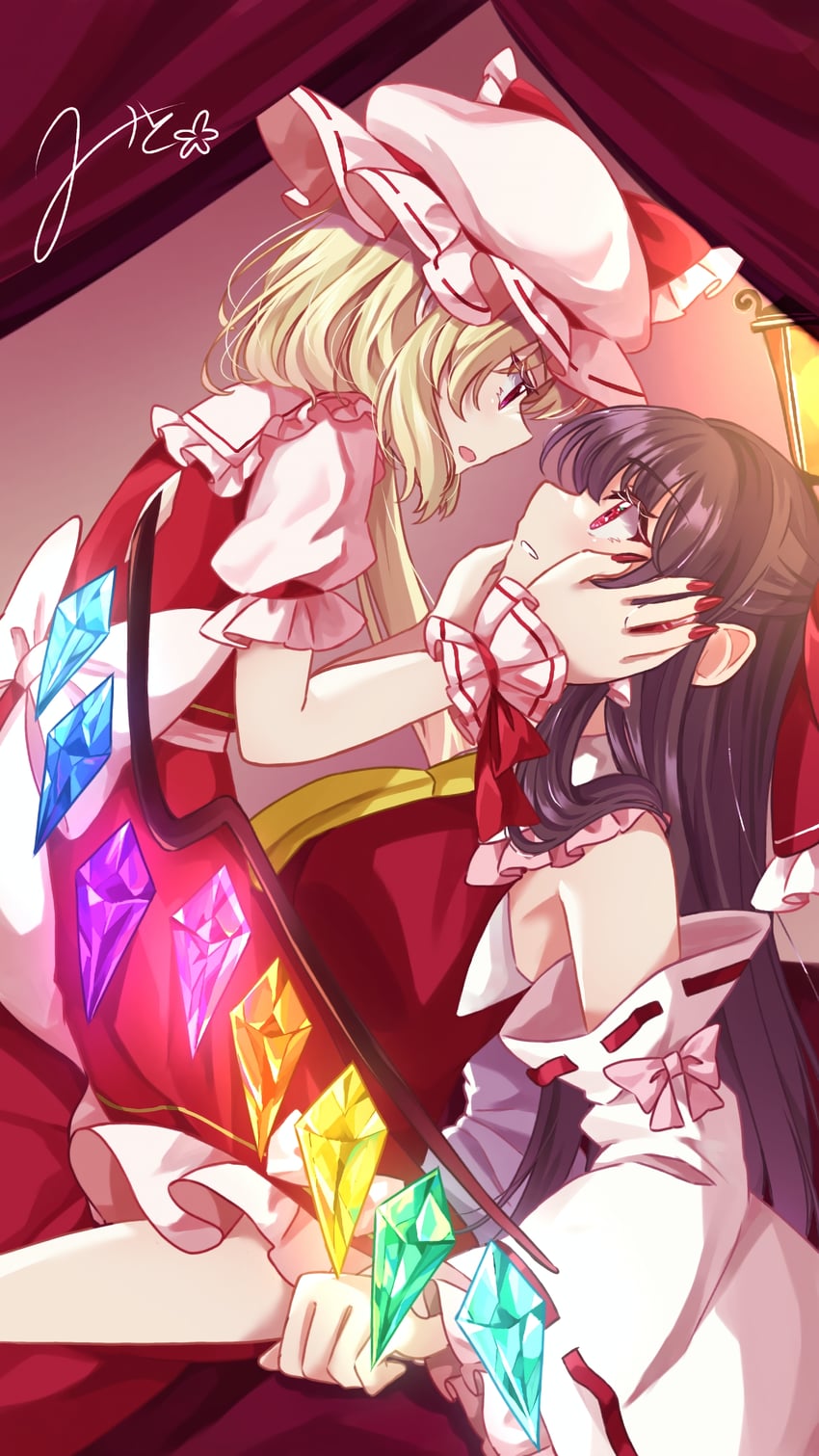 hakurei reimu and flandre scarlet (touhou) drawn by mito_(fate)