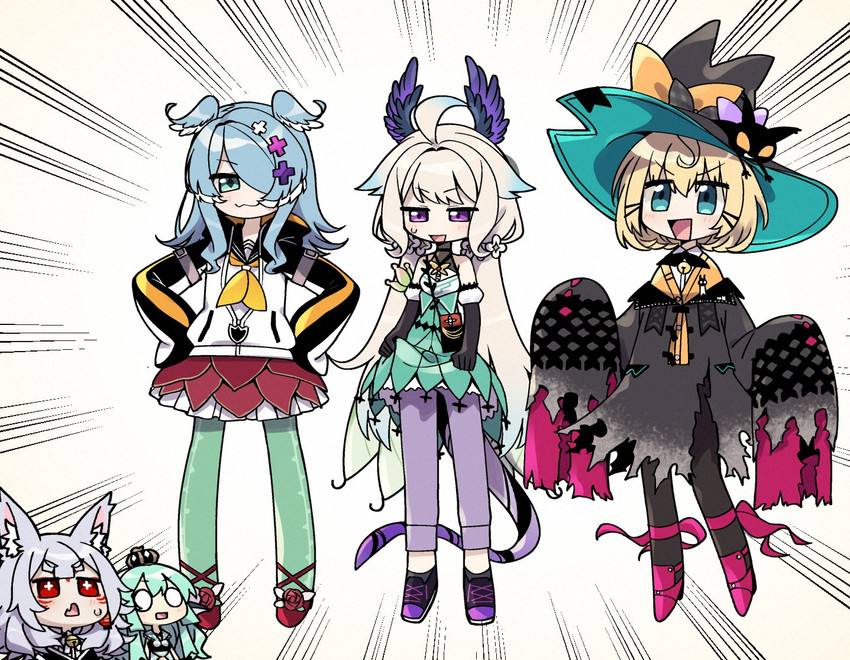 elira pendora, selen tatsuki, pomu rainpuff, enna alouette, finana ryugu, and 6 more (nijisanji and 1 more) drawn by sumiya_nadateru