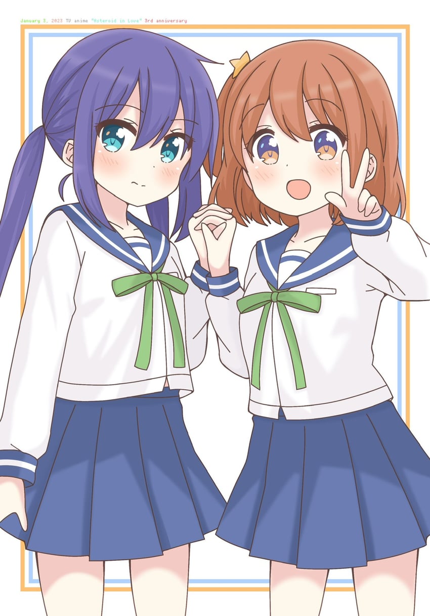 manaka ao and konohata mira (koisuru asteroid) drawn by mmiirrraa
