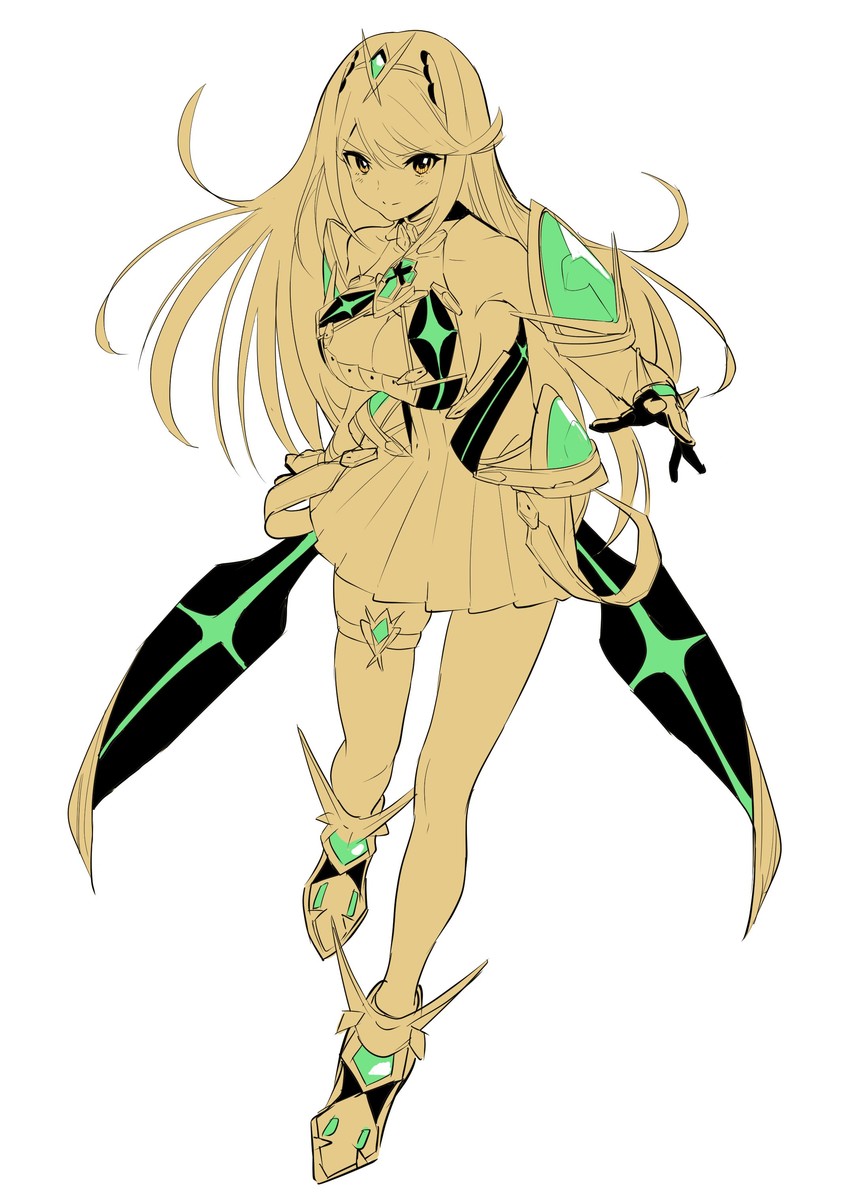 mythra (xenoblade chronicles and 1 more) drawn by green322