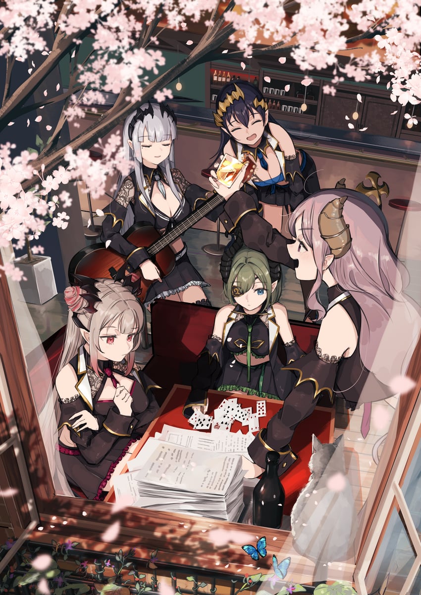 suou patra, saionji mary, sekishiro mico, shimamura charlotte, and sougetsu eli (nanashi inc. and 1 more) drawn by ogura_tubuan