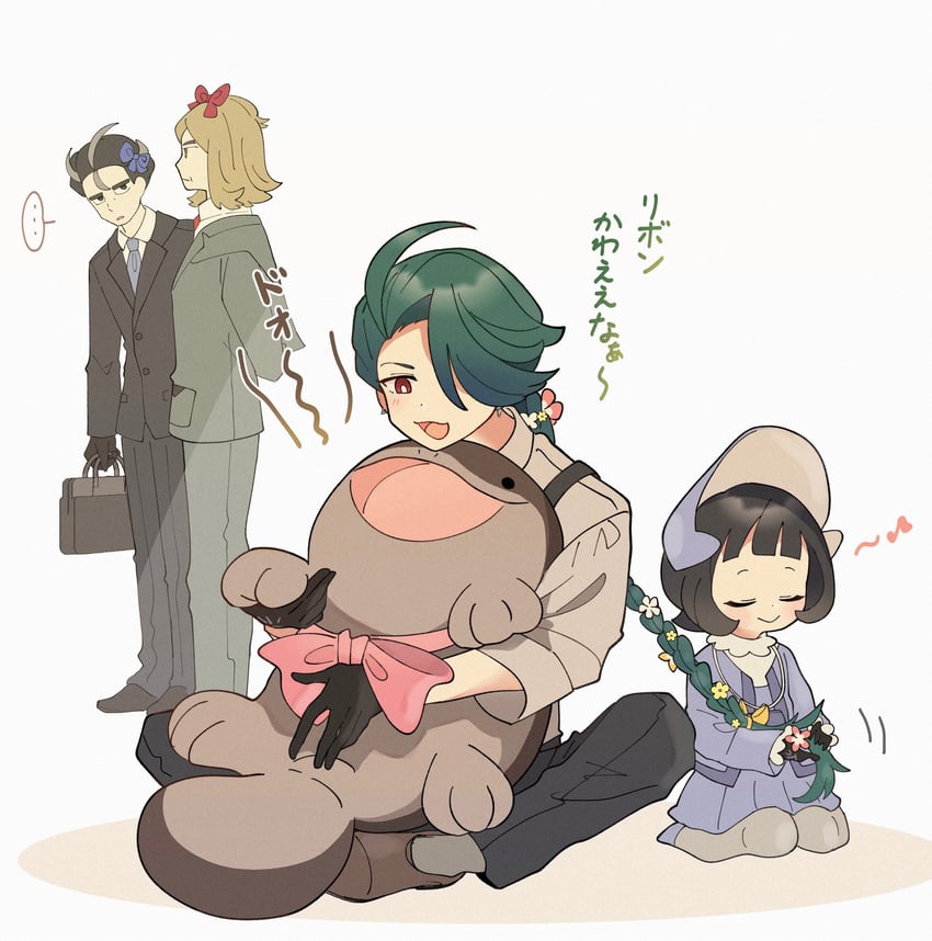 rika, poppy, larry, clodsire, and hassel (pokemon and 1 more) drawn by hakuuyori