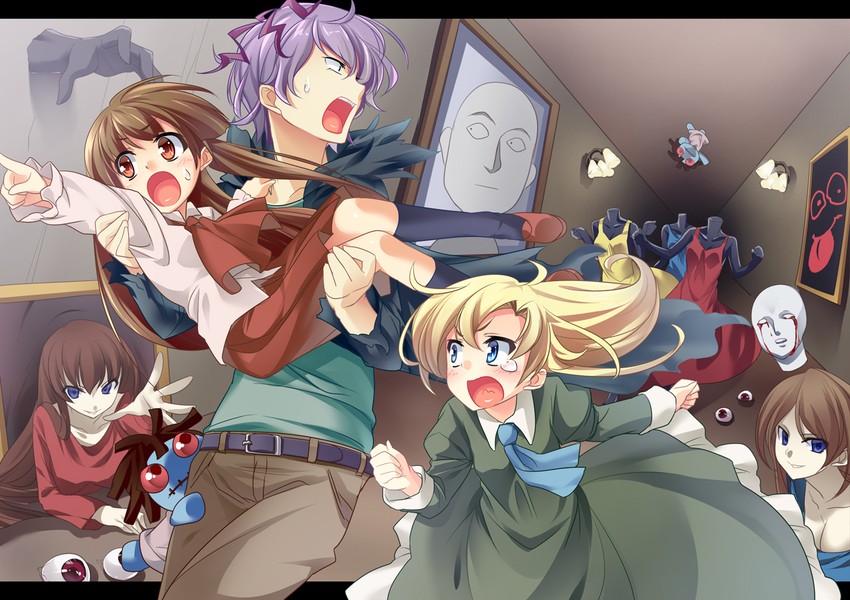ib, mary, garry, doll, and lady in red (ib) drawn by mtu_(orewamuzituda)
