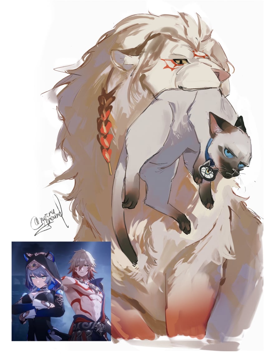 mydei and cipher (honkai and 1 more) drawn by noiruground