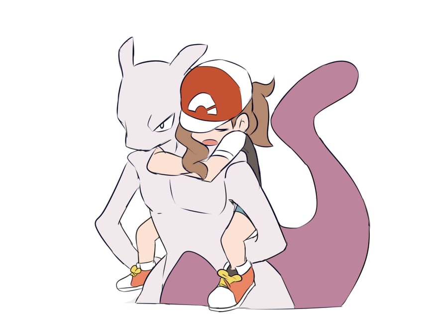 mewtwo and elaine (pokemon and 1 more) drawn by rainyazurehoodie