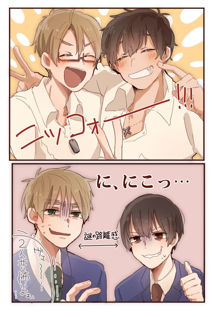 america, united kingdom, japan, and spain (axis powers hetalia) drawn by natsumegu_512