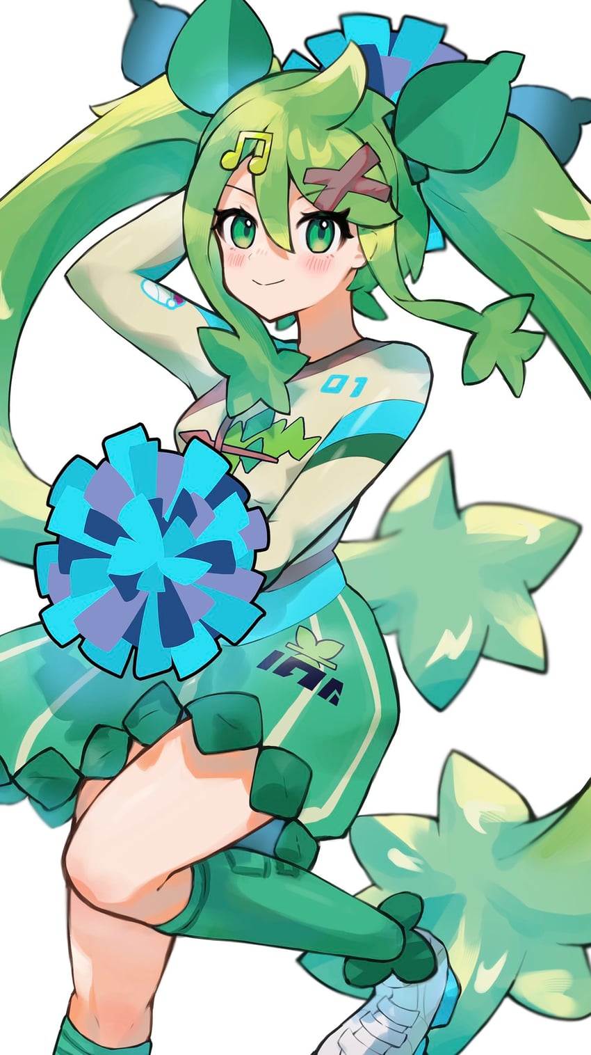 hatsune miku and grass miku (pokemon and 2 more) drawn by asatte_3z