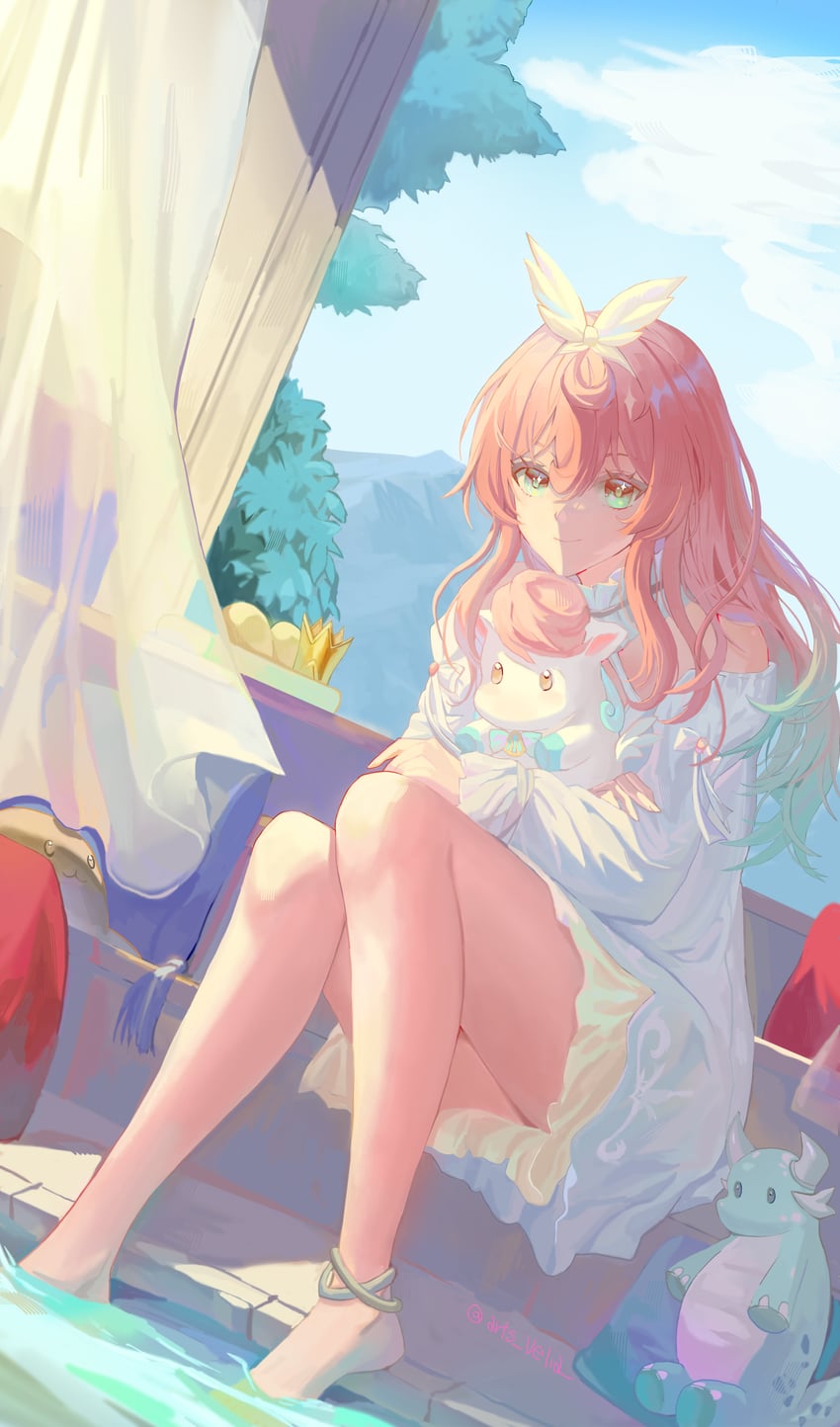 hyacine and little ica (honkai and 1 more) drawn by haru_nuri