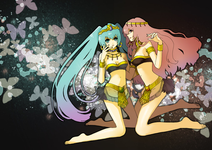 hatsune miku and megurine luka (vocaloid) drawn by irono_(irtyu)