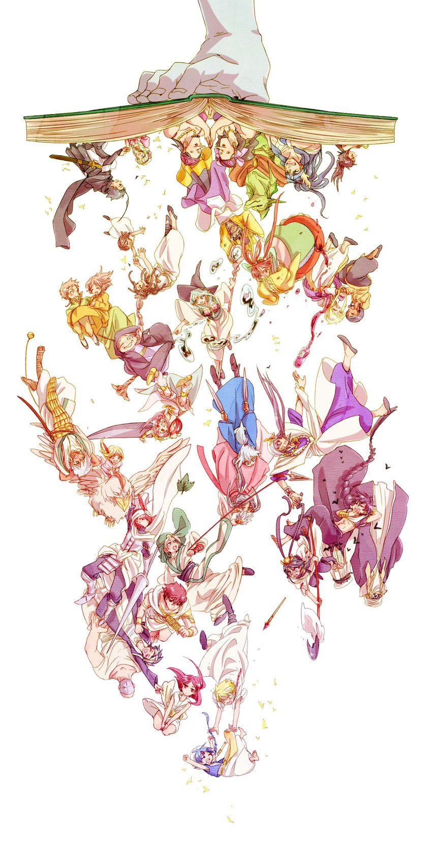 morgiana, aladdin, alibaba saluja, judal, ren kougyoku, and 29 more (magi the labyrinth of magic) drawn by lauren-cin