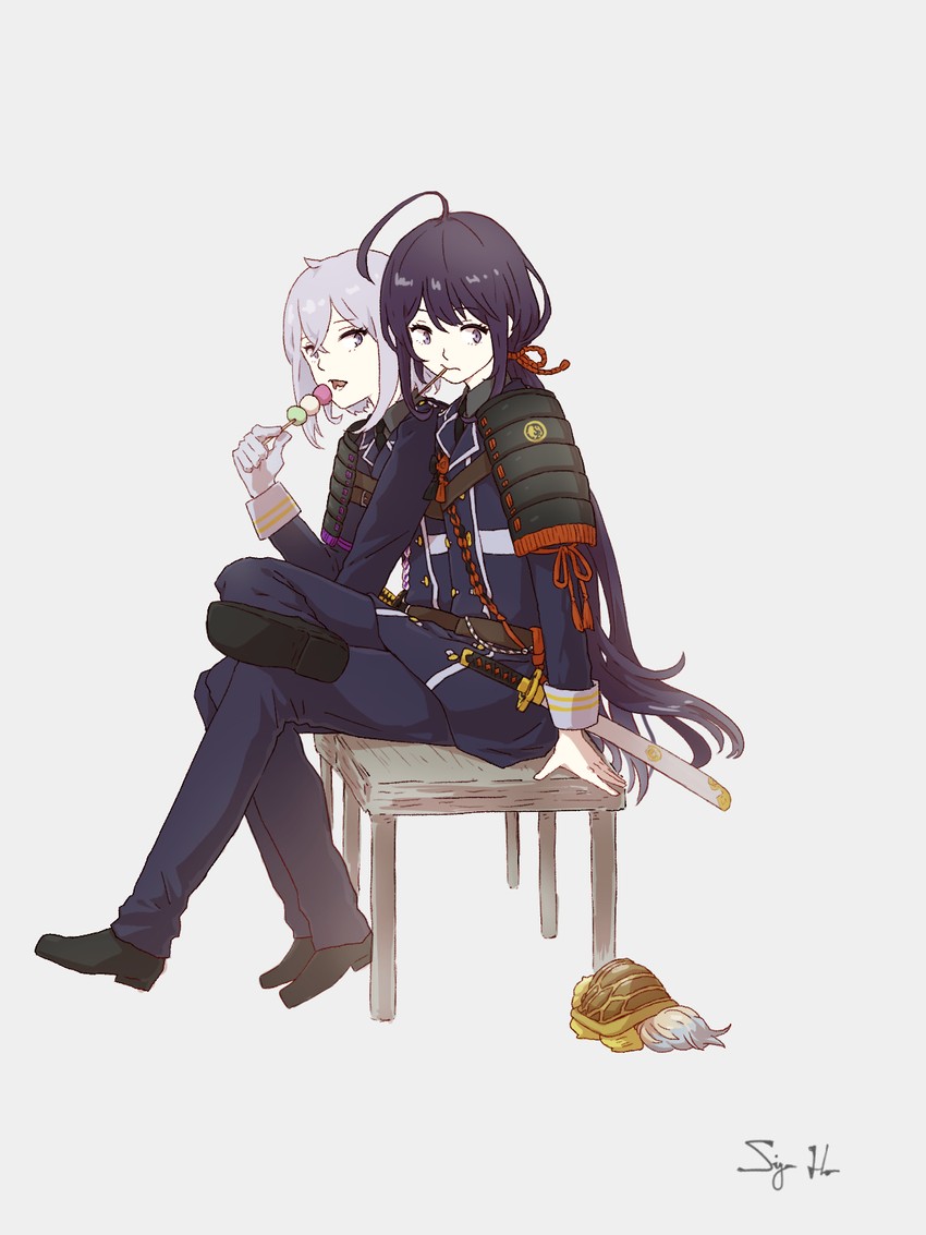 namazuo toushirou, honebami toushirou, and kamekichi (touken ranbu) drawn by siya_ho