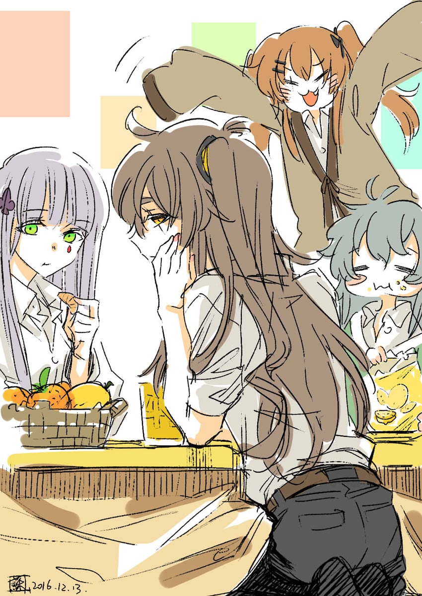 hk416, ump45, ump9, and g11 (girls' frontline) drawn by su_xiao_jei