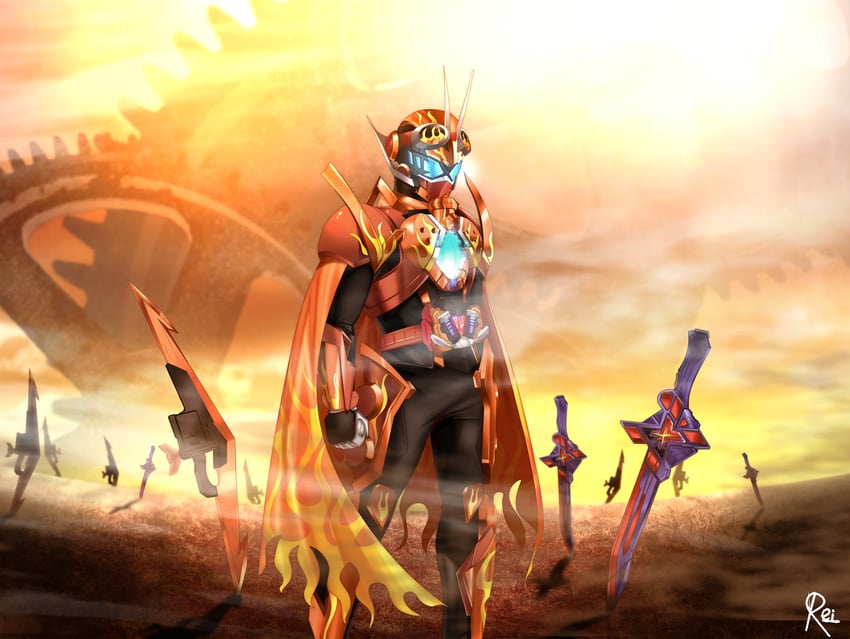 kamen rider gotchard daybreak and kamen rider fire gotchard daybreak (fate and 3 more) drawn by reiei_8