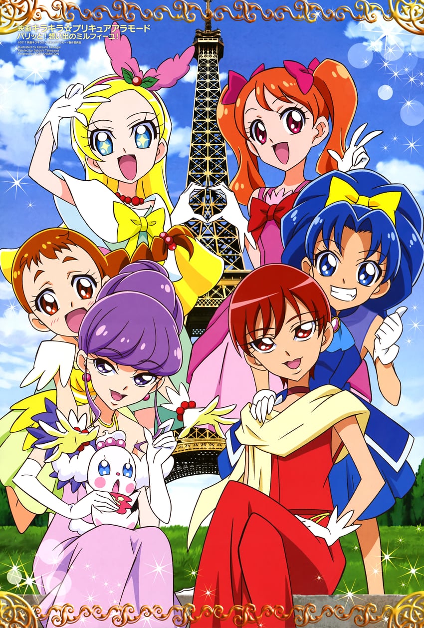 kotozume yukari, usami ichika, tategami aoi, kenjou akira, arisugawa himari, and 1 more (precure and 2 more) drawn by tamegai_katsumi