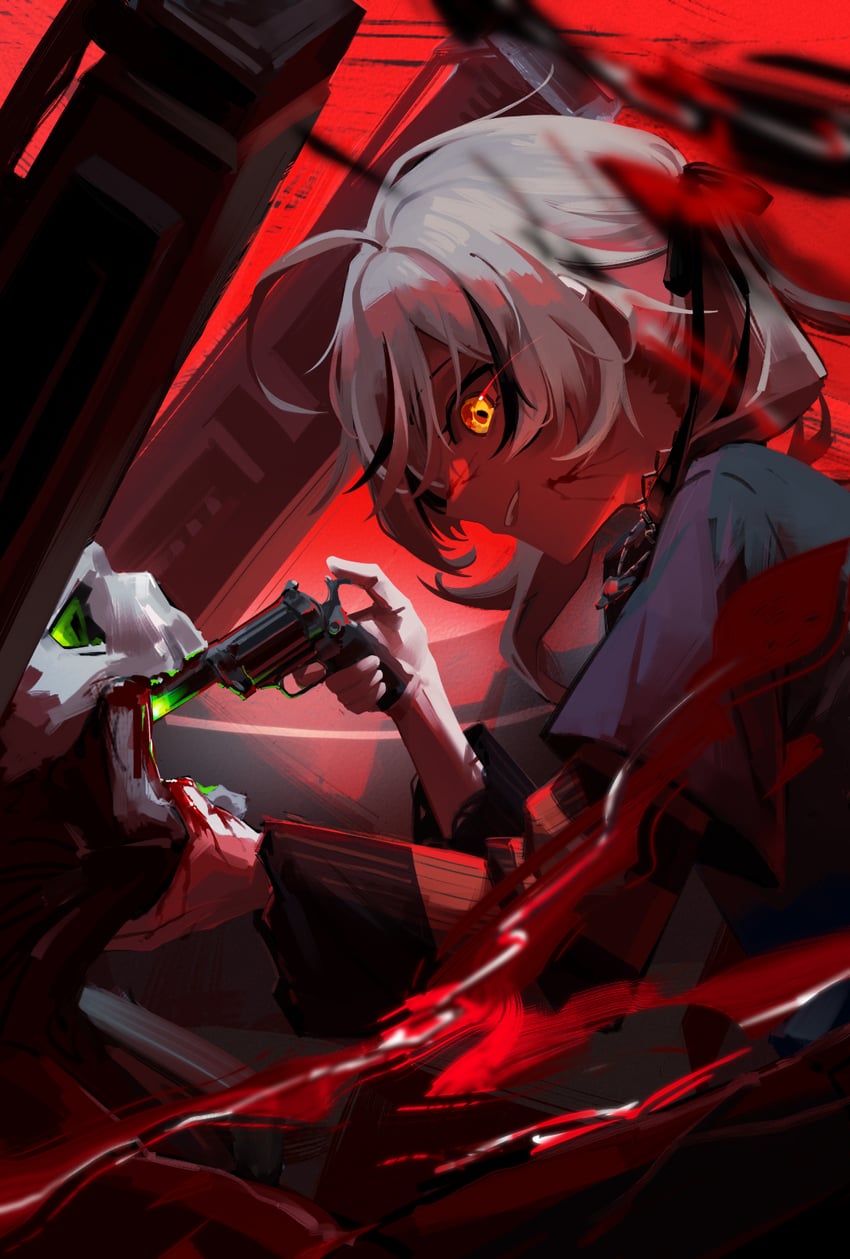 nanashi mumei and revenant (hololive and 2 more) drawn by onecolo133